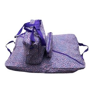 3 Pieces Set Of Purple and Pink Leopard Kids Bag Set